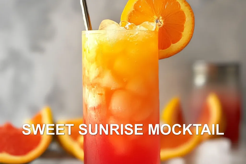 SWEET SUNRISE MOCKTAIL centered hero view, clean and uncluttered