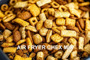 Best Air Fryer Chex Mix: Simple Homemade Snack AIR FRYER CHEX MIX centered hero view, clean and uncluttered