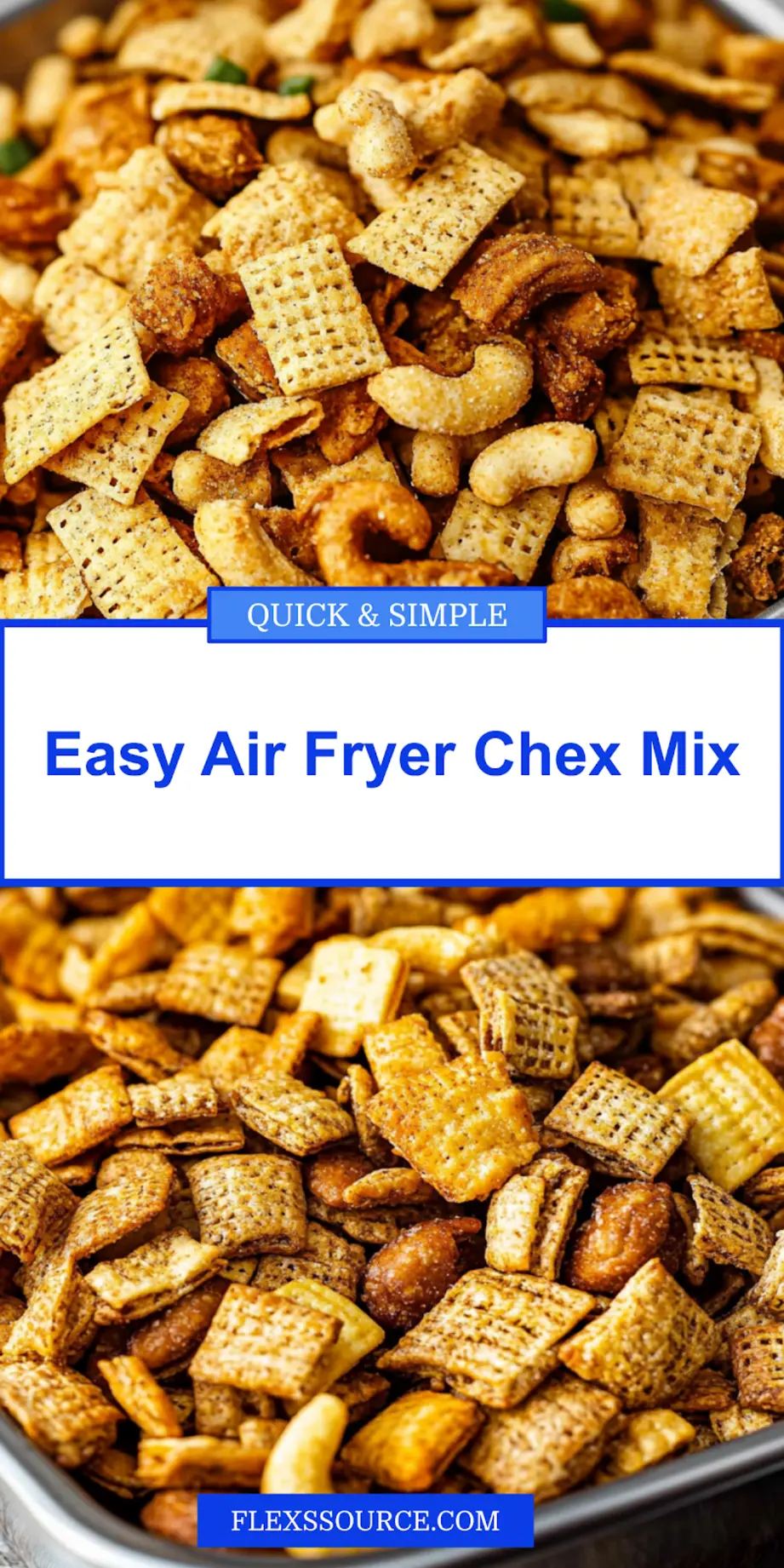 AIR FRYER CHEX MIX centered hero view, clean and uncluttered