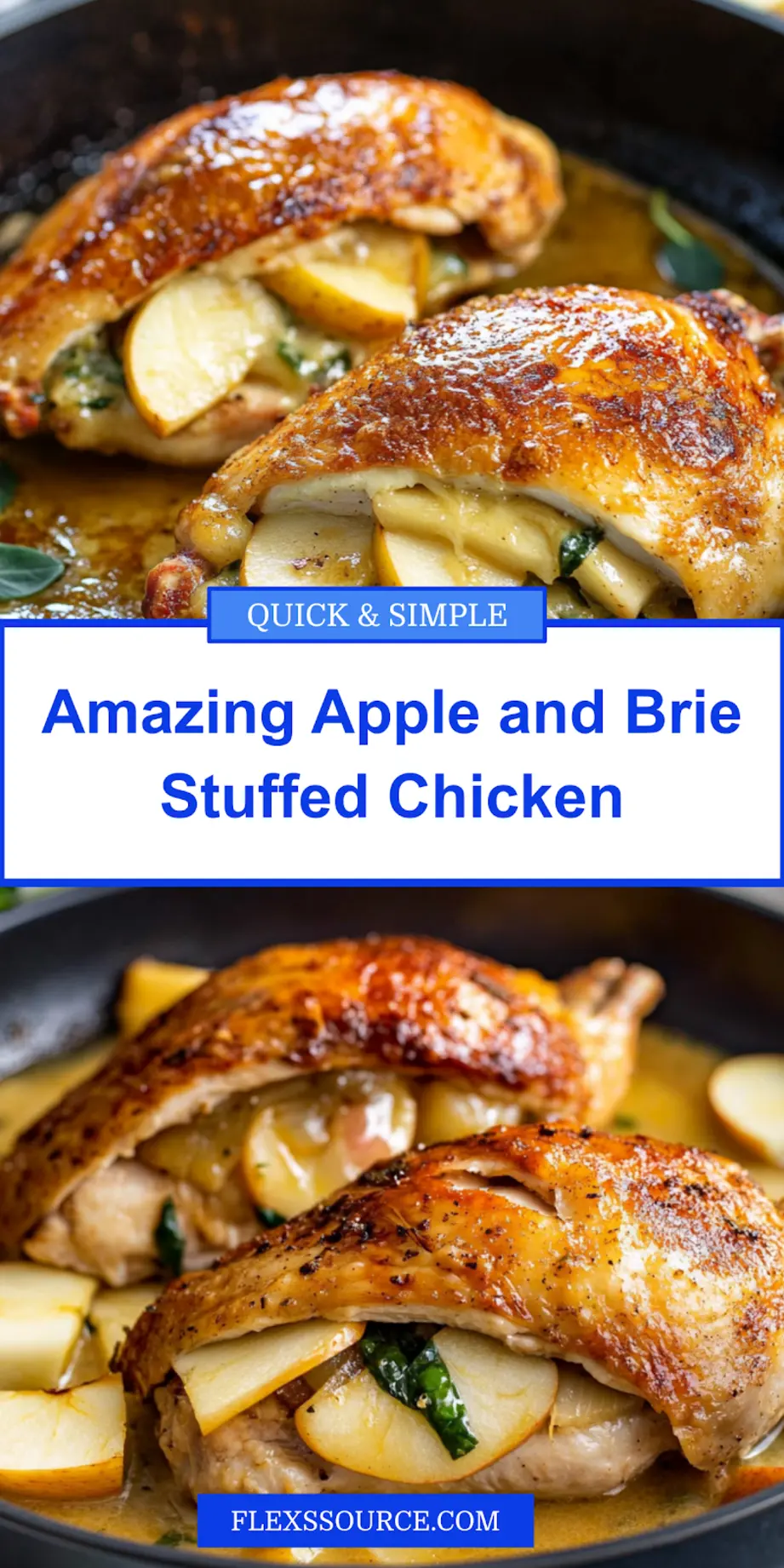 Apple and Brie Stuffed Chicken plated and ready to serve