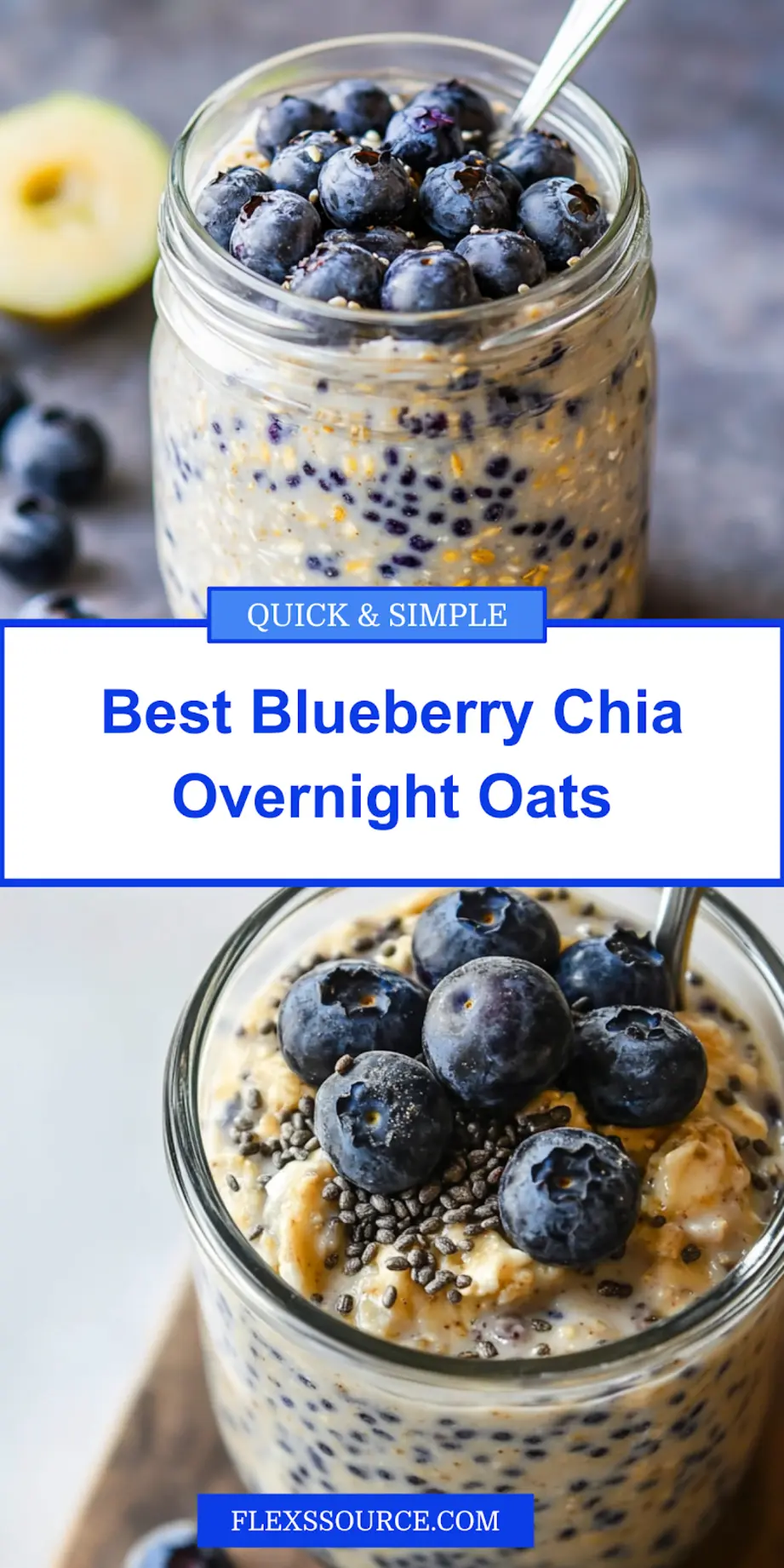 Blueberry chia overnight oats pin image in clean centered layout