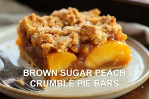 BROWN SUGAR PEACH CRUMBLE PIE BARS centered hero view, clean and uncluttered