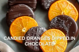 Learn How to Make Candied Oranges Dipped in Chocolate CANDIED ORANGES DIPPED IN CHOCOLATE centered hero view, clean and uncluttered