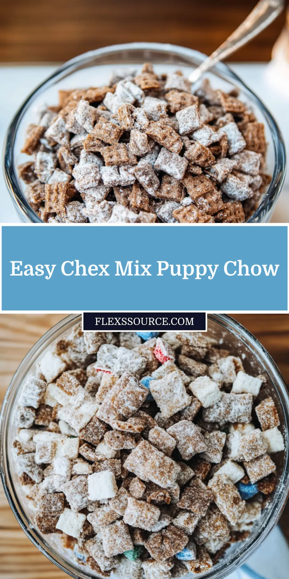 Best Chex Mix Puppy Chow Quick Simple Party Treat 4 CHEX MIX PUPPY CHOW centered hero view, clean and uncluttered