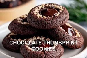 CHOCOLATE THUMBPRINT COOKIES centered hero view, clean and uncluttered