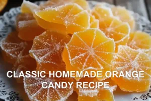 CLASSIC HOMEMADE ORANGE CANDY RECIPE centered hero view, clean and uncluttered