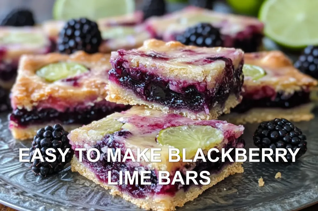 EASY TO MAKE BLACKBERRY LIME BARS centered hero view, clean and uncluttered