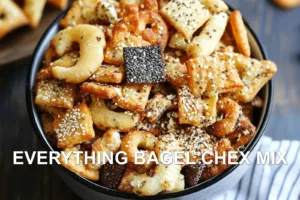 How to Make Everything Bagel Chex Mix in 15 Minutes EVERYTHING BAGEL CHEX MIX centered hero view, clean and uncluttered