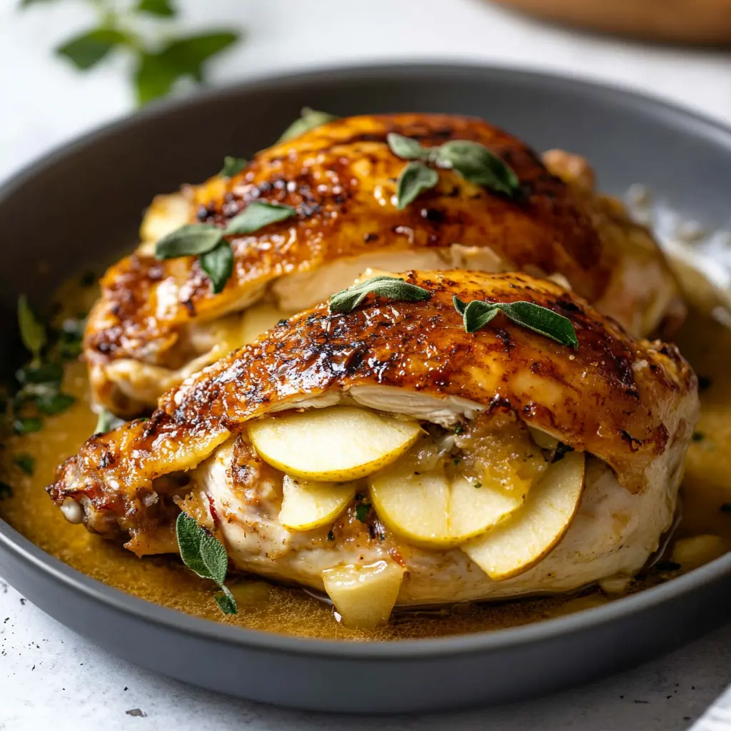 Apple and Brie Stuffed Chicken ingredients arranged on a clean surface