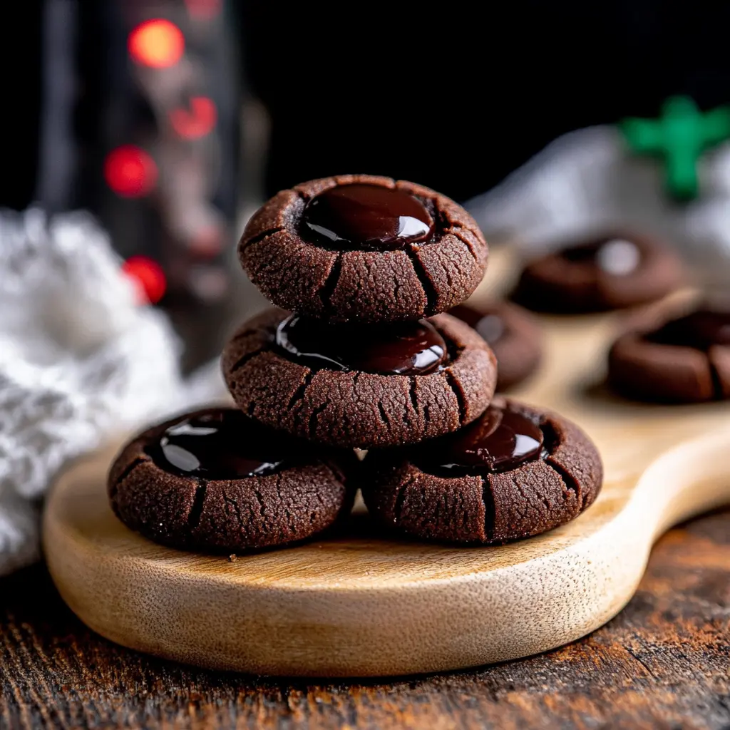 Chocolate Thumbprint Cookies ingredients laid out neatly