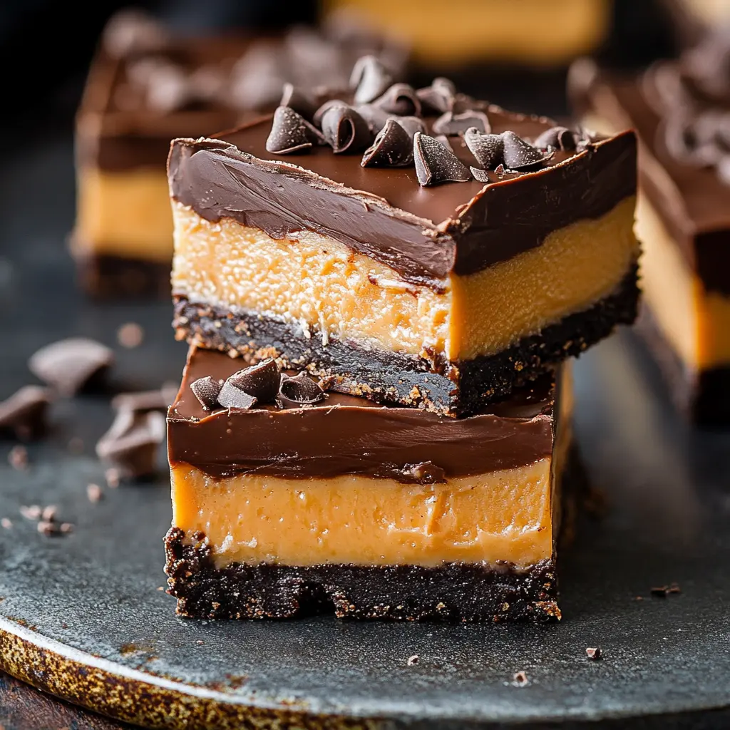Dulce de Leche Chocolate Cheesecake Bars centered hero view, clean and uncluttered