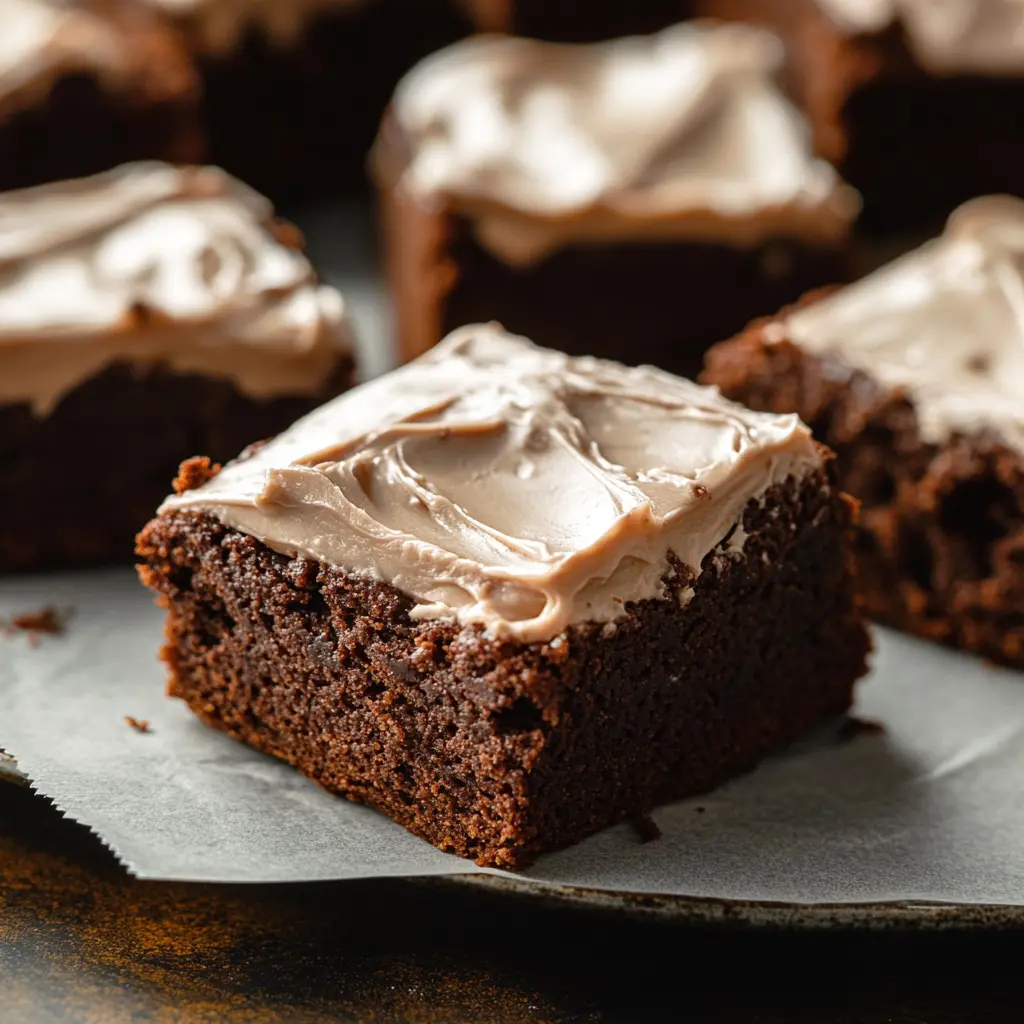 Lunch Lady Brownies with Frosting ingredients displayed on a clean surface
