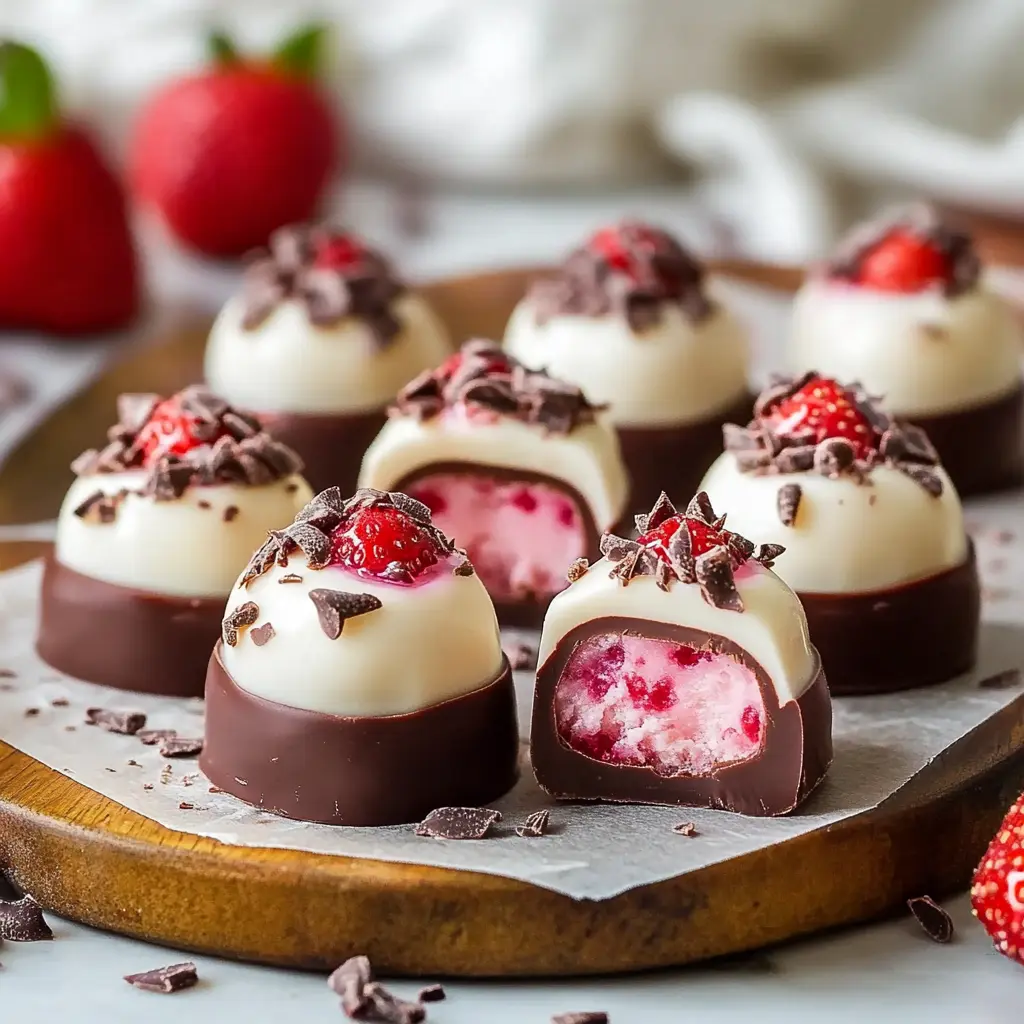 Ingredients for strawberry cream chocolates recipe, neatly arranged on a clean surface