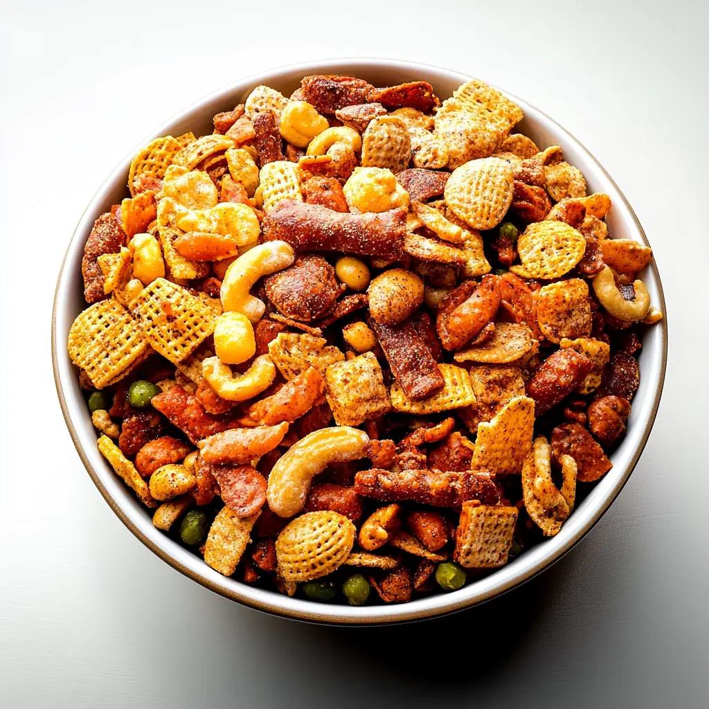 Texas Red Ranch Party Mix ingredients arranged for preparation