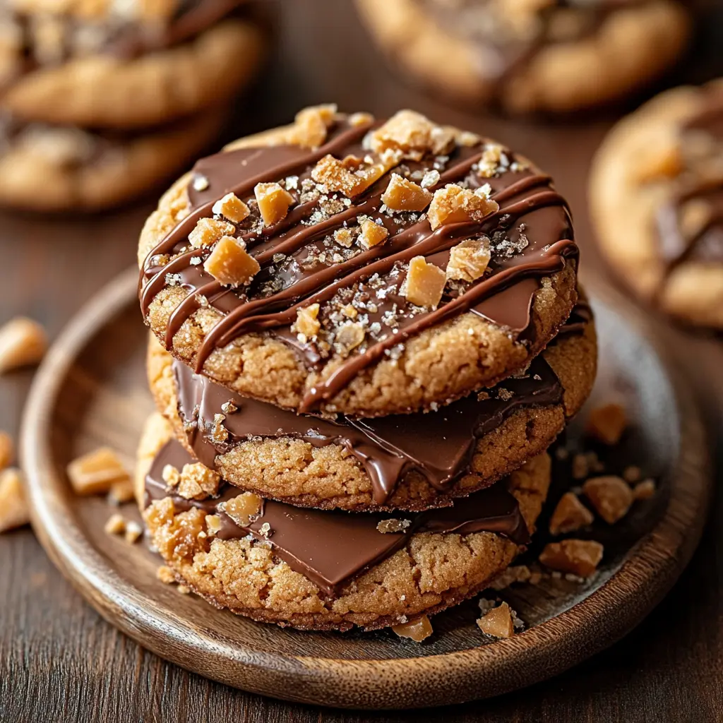 WIX STYLE COOKIES WITH CRUNCHY CARAMEL AND MILK CHOCOLATE centered hero view, clean and uncluttered