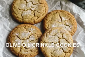 OLIVE OIL CRINKLE COOKIES centered hero view, clean and uncluttered