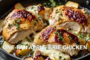 How to Make One-Pan Apple Brie Chicken Perfectly ONE-PAN APPLE BRIE CHICKEN centered hero view, clean and uncluttered