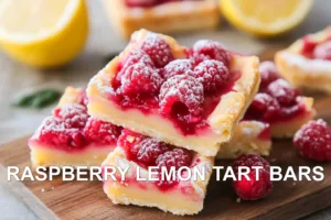 RASPBERRY LEMON TART BARS centered hero view, clean and uncluttered