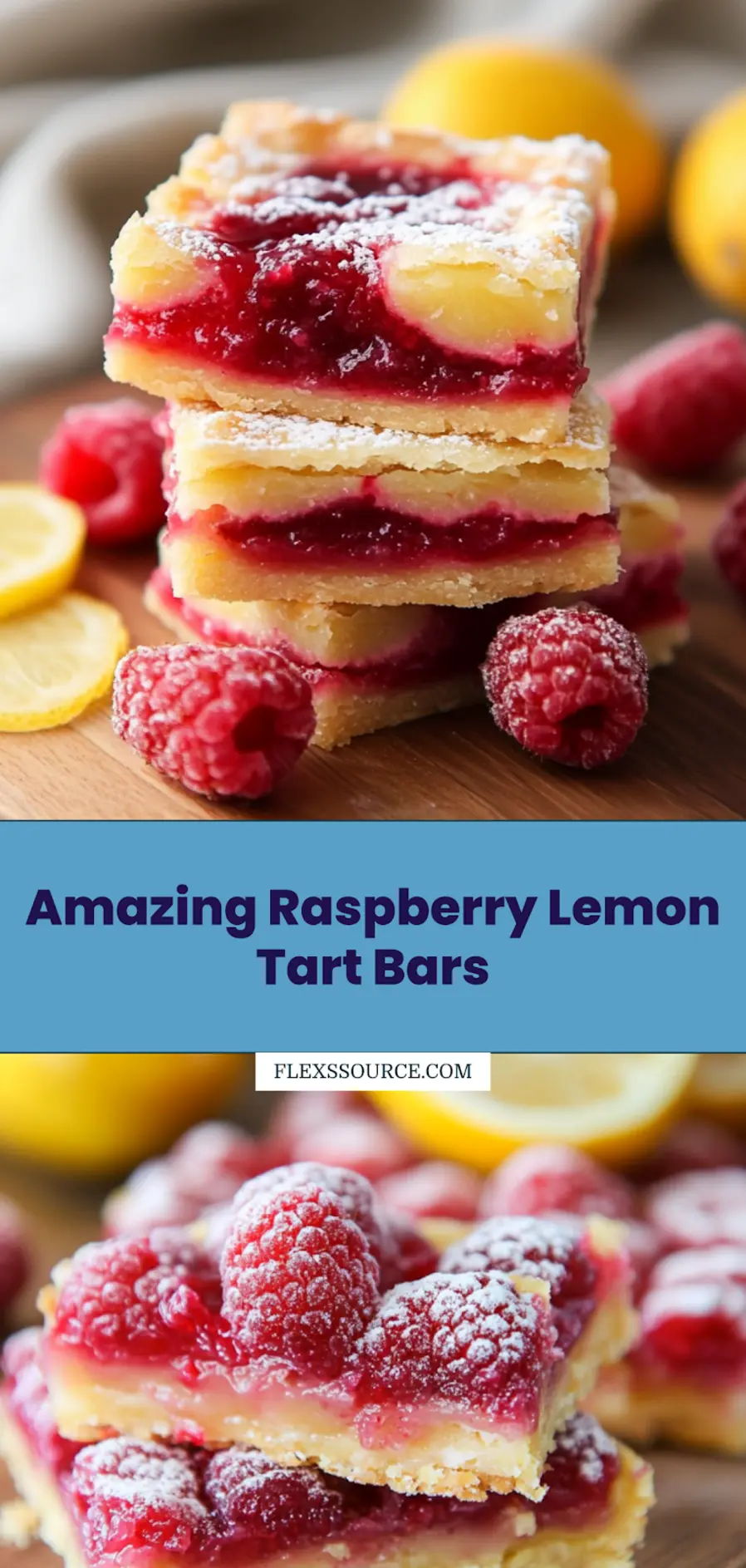 Raspberry lemon tart bars sliced and arranged on serving platter