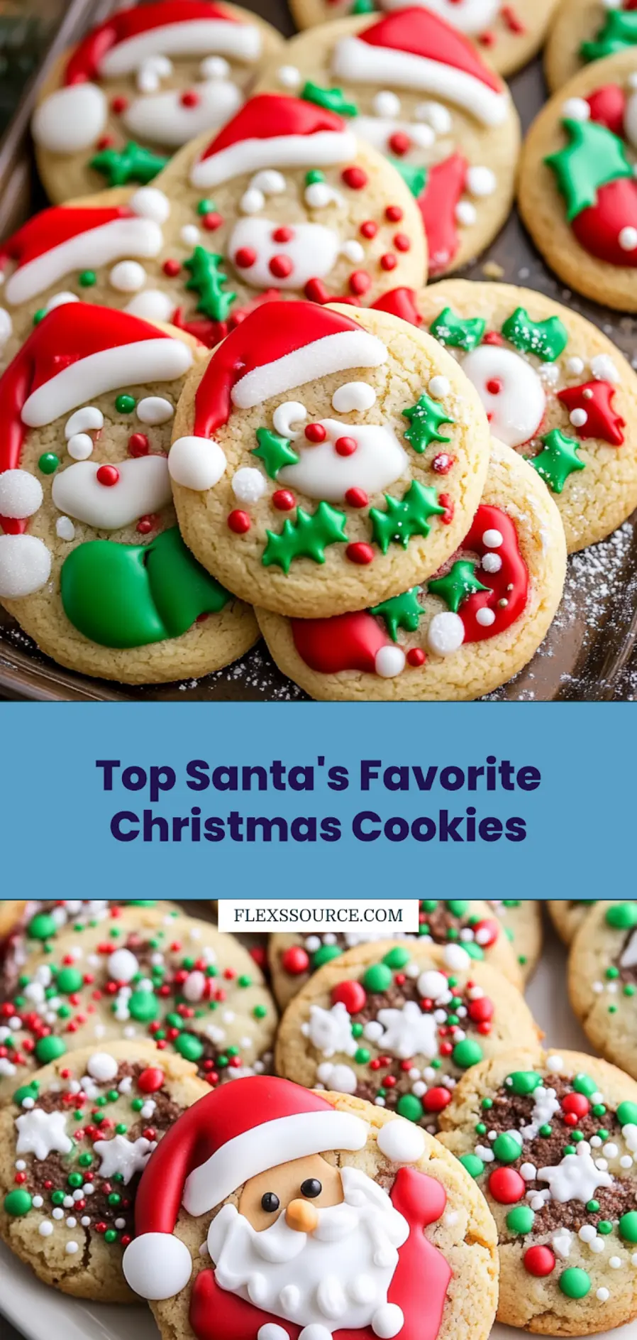 Santa's Favorite Christmas Cookies arranged on a festive platter
