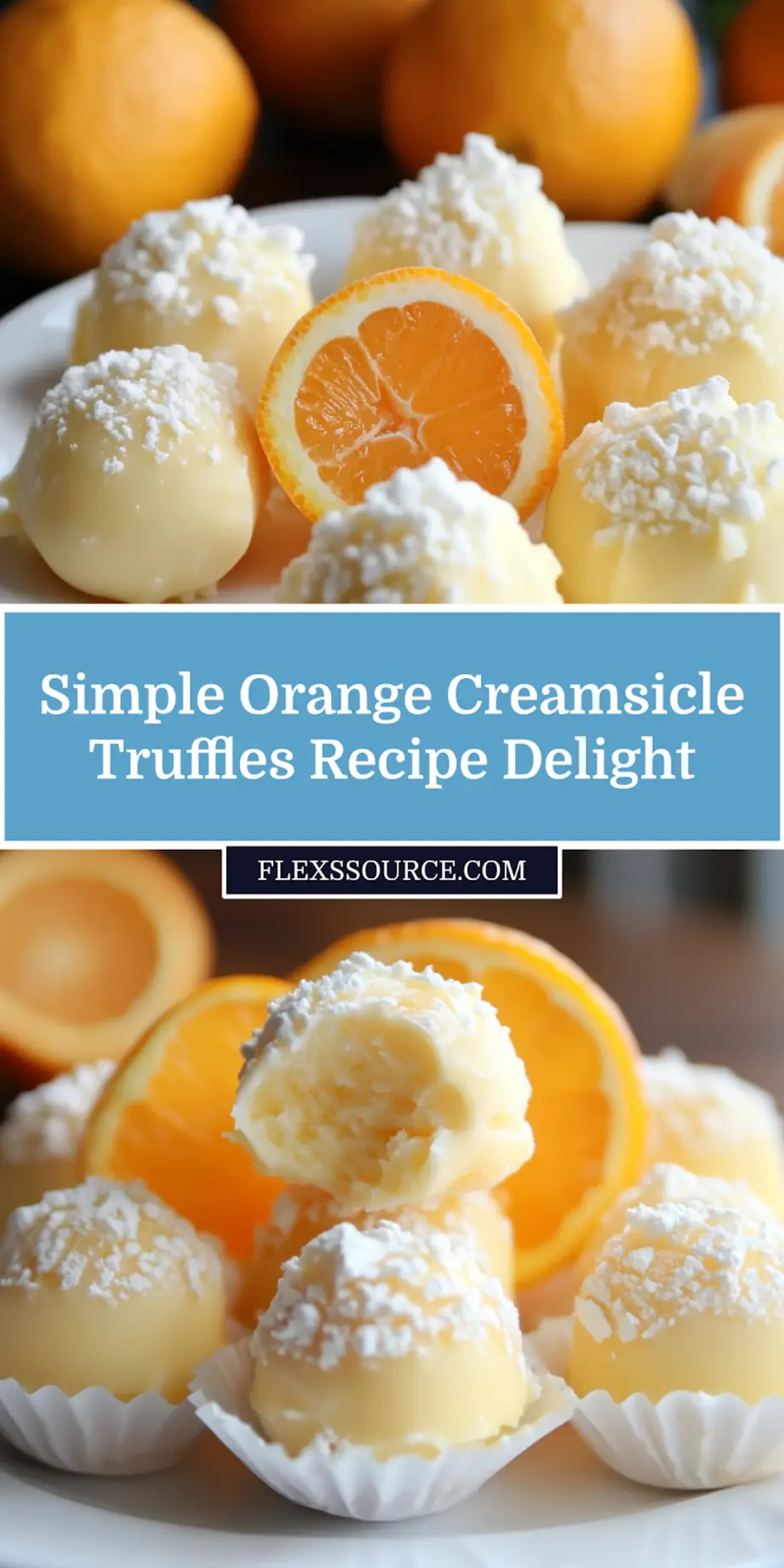 Single SIMPLE ORANGE CREAMSICLE TRUFFLES RECIPE truffle with a clean, uncluttered background