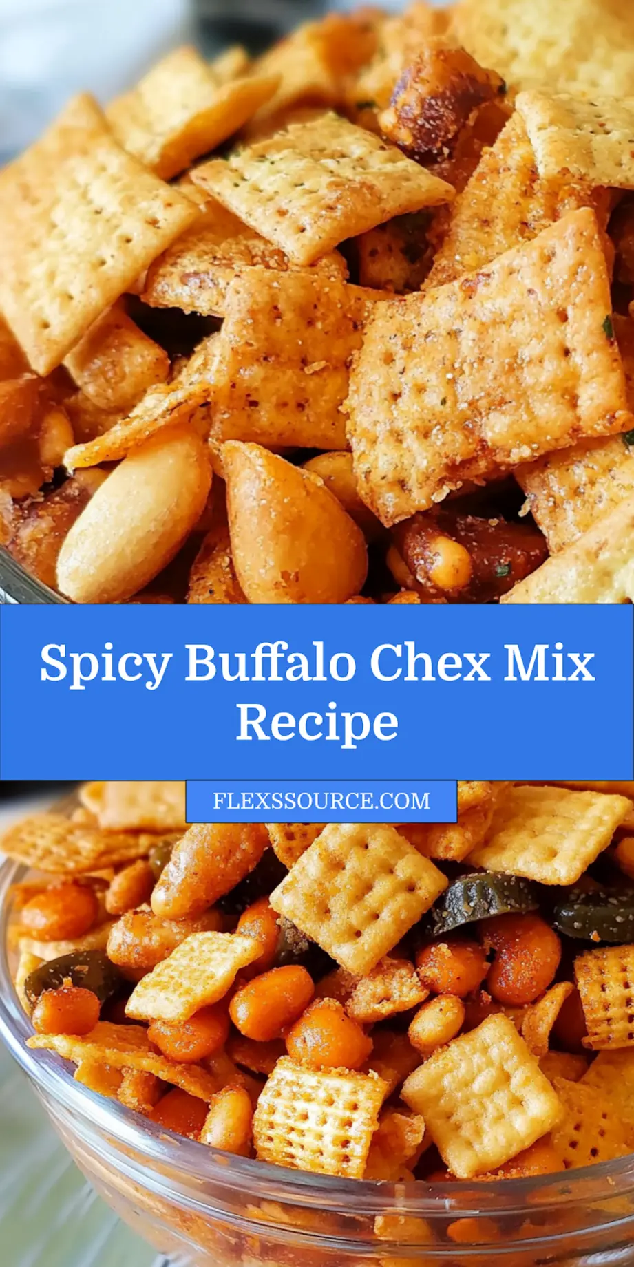 SPICY BUFFALO CHEX MIX centered hero view, clean and uncluttered