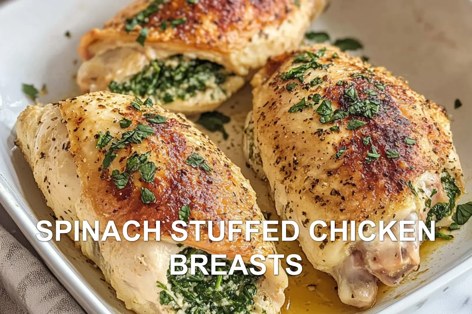 How to Make Spinach Stuffed Chicken Breasts the Best Way 2 SPINACH STUFFED CHICKEN BREASTS centered hero view, clean and uncluttered