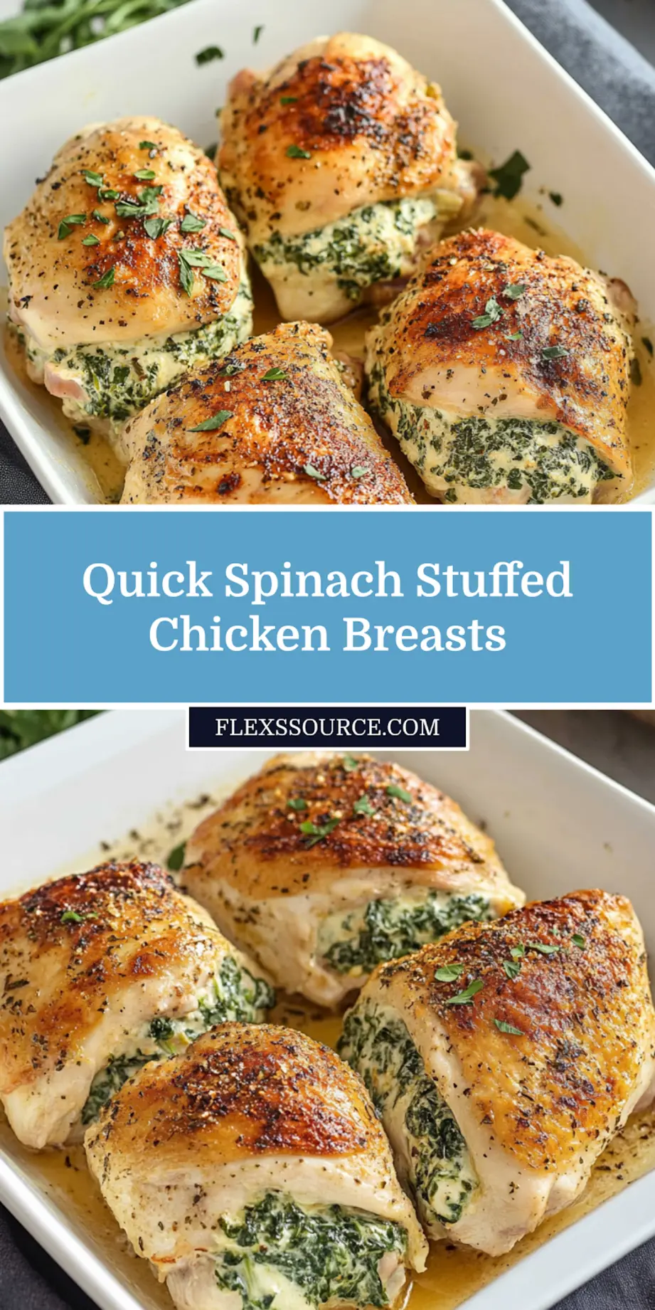 How to Make Spinach Stuffed Chicken Breasts the Best Way 4 SPINACH STUFFED CHICKEN BREASTS centered hero view, clean and uncluttered