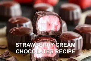 STRAWBERRY CREAM CHOCOLATES RECIPE centered hero view, clean and uncluttered