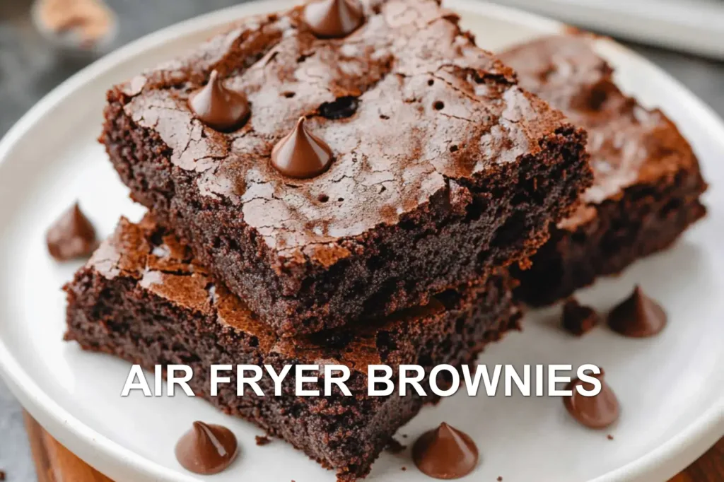 AIR FRYER BROWNIES centered hero view, clean and uncluttered