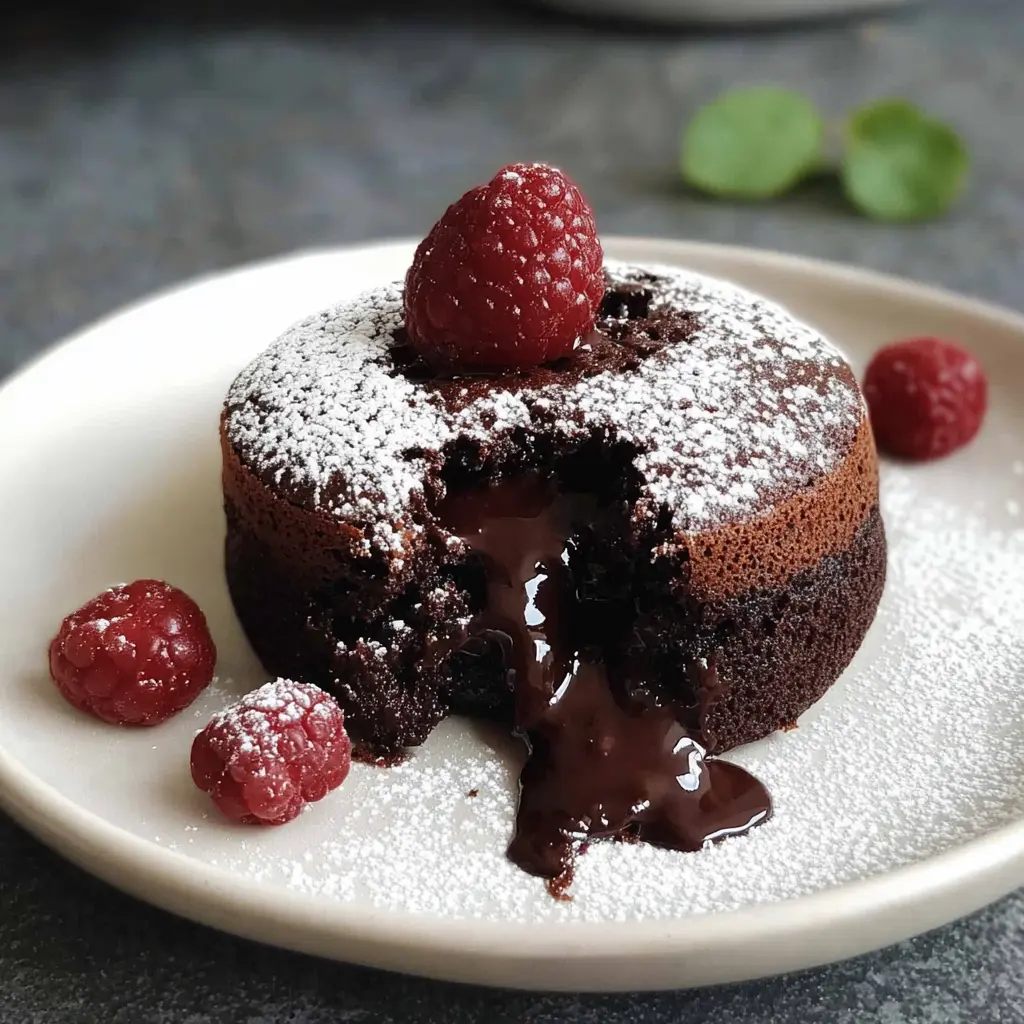 AIR FRYER CHOCOLATE LAVA CAKE centered hero view, clean and uncluttered