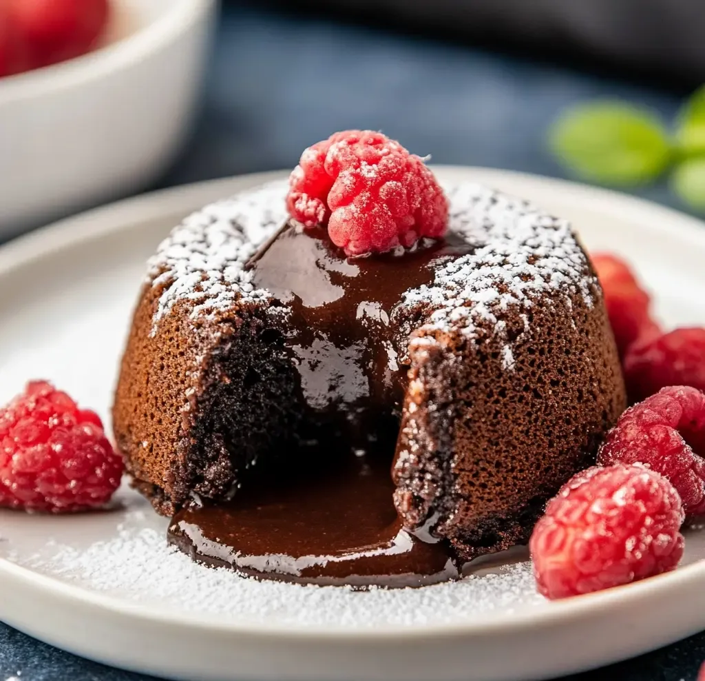 Air Fryer Lava Cake Recipe Easy Delicious Dessert 3 AIR FRYER LAVA CAKE centered hero view, clean and uncluttered
