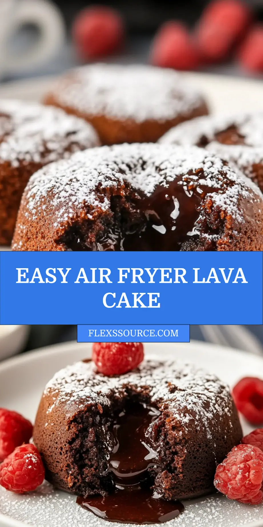 Air Fryer Lava Cake Recipe Easy Delicious Dessert 4 AIR FRYER LAVA CAKE centered hero view, clean and uncluttered