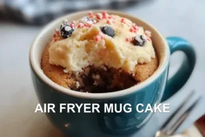 AIR FRYER MUG CAKE centered hero view, clean and uncluttered