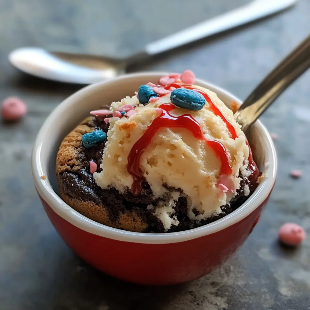 Air Fryer Mug Cake Recipe Easy Quick and Delicious 3 AIR FRYER MUG CAKE centered hero view, clean and uncluttered