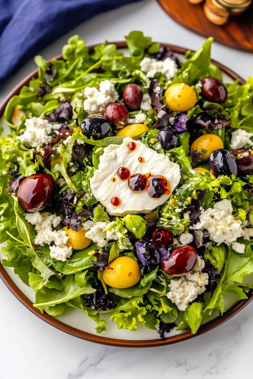 Easter Spring Salad with Goat Cheese Recipe Easy Fresh 3 Easter Spring Salad with Goat Cheese on a platter, featuring fresh greens, blueberries, crumbled goat cheese, and toasted walnuts