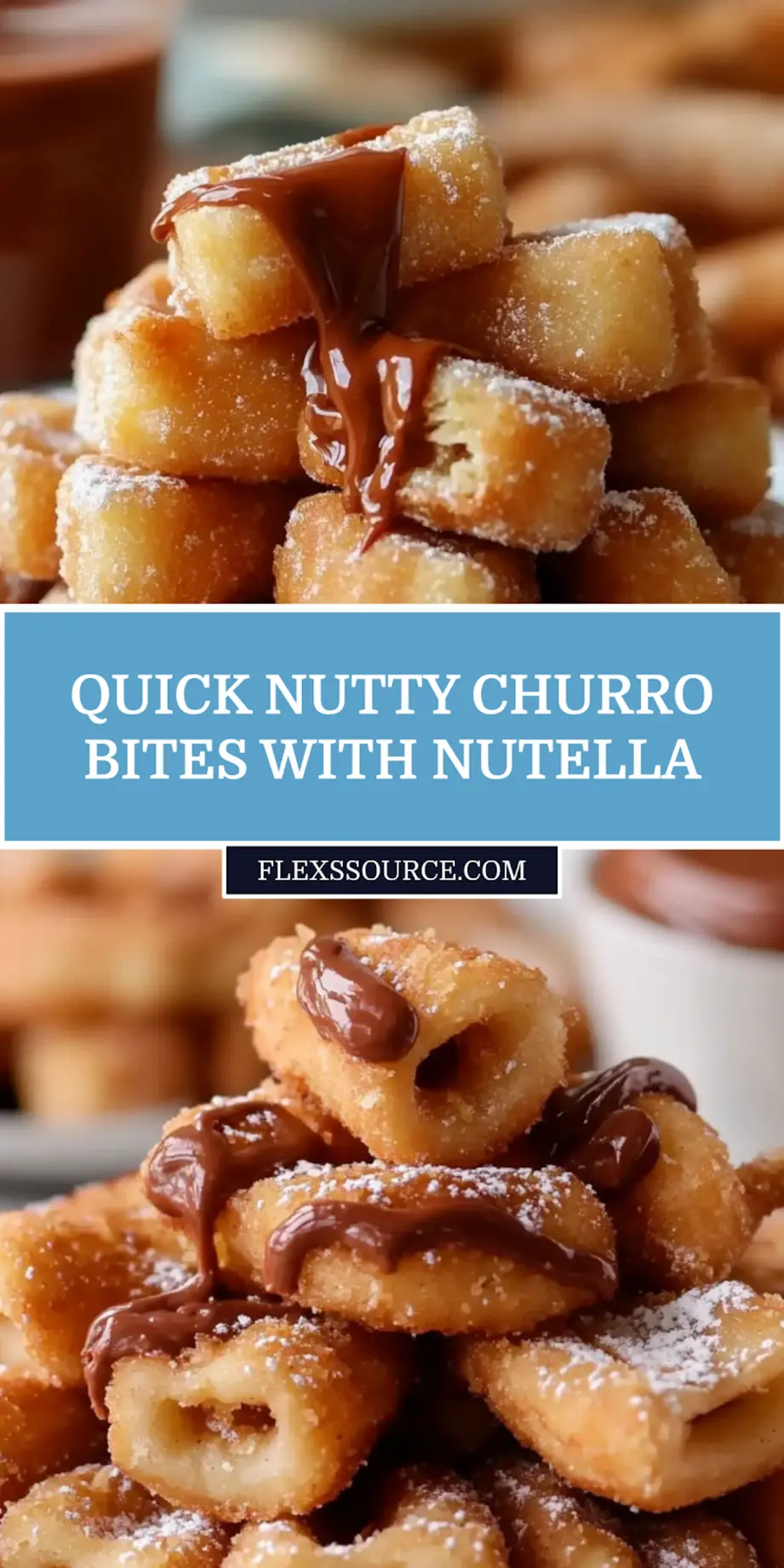 Nutty Churro Bites with Nutella Recipe Easy and Irresistible 4 Nutty churro bites with Nutella centered hero view, clean and uncluttered