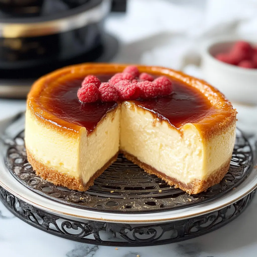 REHEAT CHEESECAKE IN AIR FRYER centered hero view, clean and uncluttered