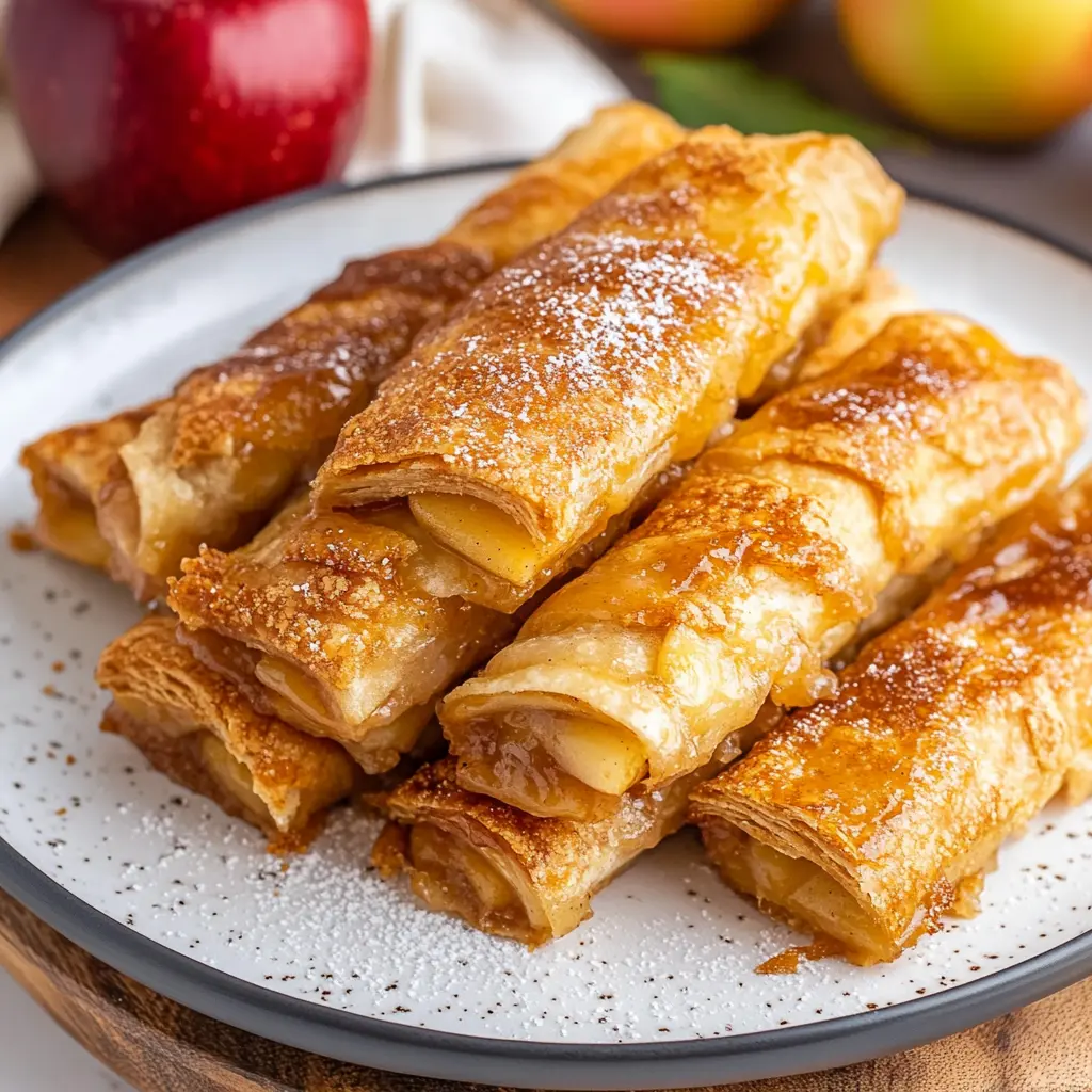 Air Fryer Apple Pie Taquitos Recipe Easy and Delicious 2 AIR FRYER APPLE PIE TAQUITOS centered hero view, clean and uncluttered