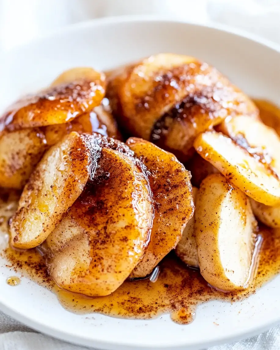 Air Fryer Cinnamon Apples Recipe Easy Quick and Delicious 2 AIR FRYER CINNAMON APPLES centered hero view, clean and uncluttered