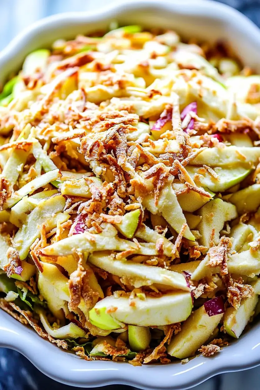 Apple Coleslaw Recipe Easy Fresh Fall Side Dish 2 APPLE COLESLAW centered hero view, clean and uncluttered