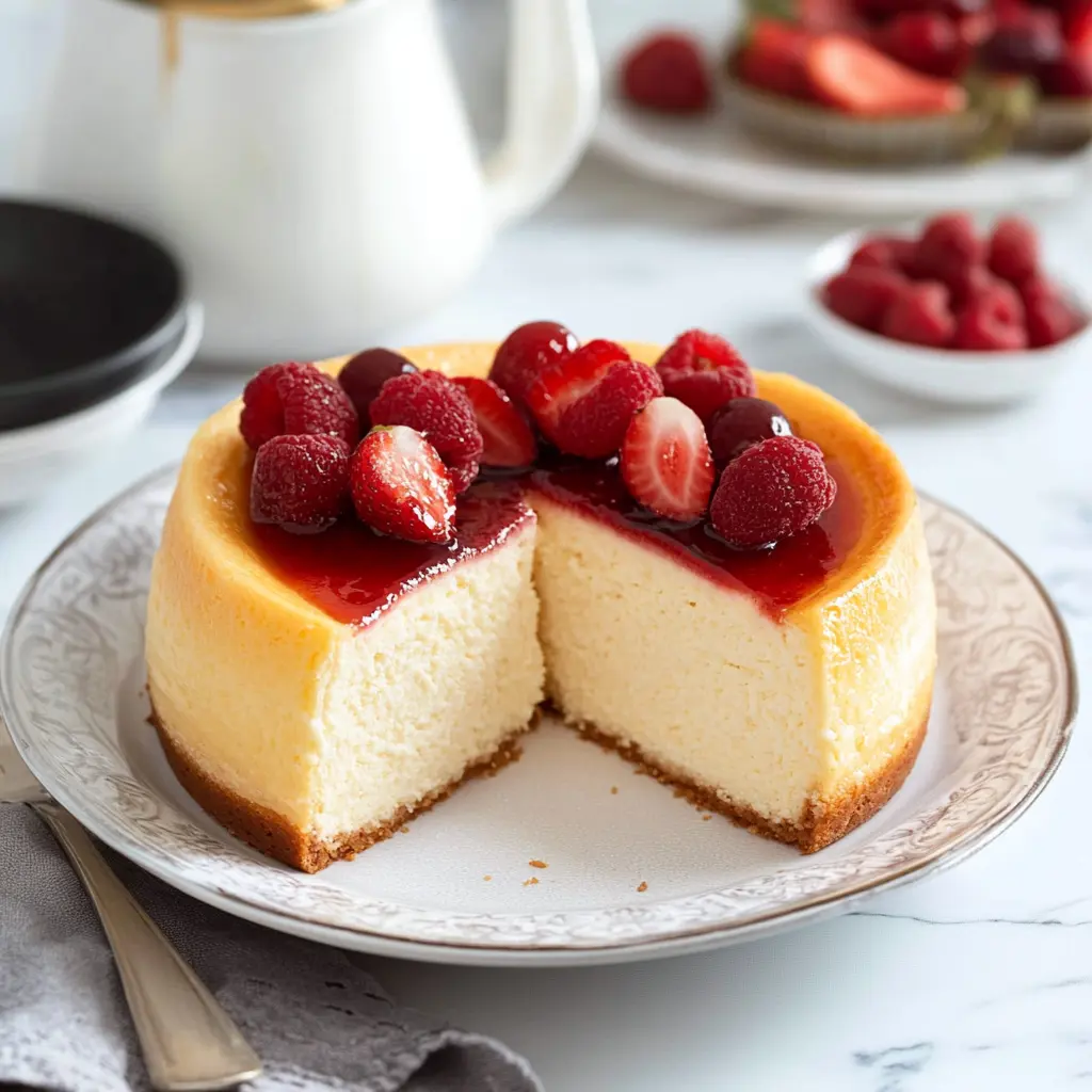 REHEAT CHEESECAKE IN AIR FRYER centered hero view, clean and uncluttered