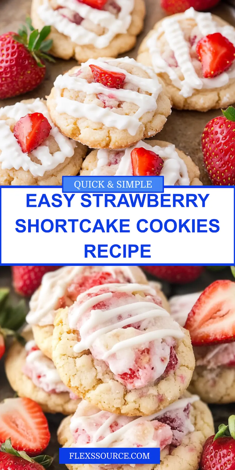 STRAWBERRY SHORTCAKE COOKIES centered hero view, clean and uncluttered