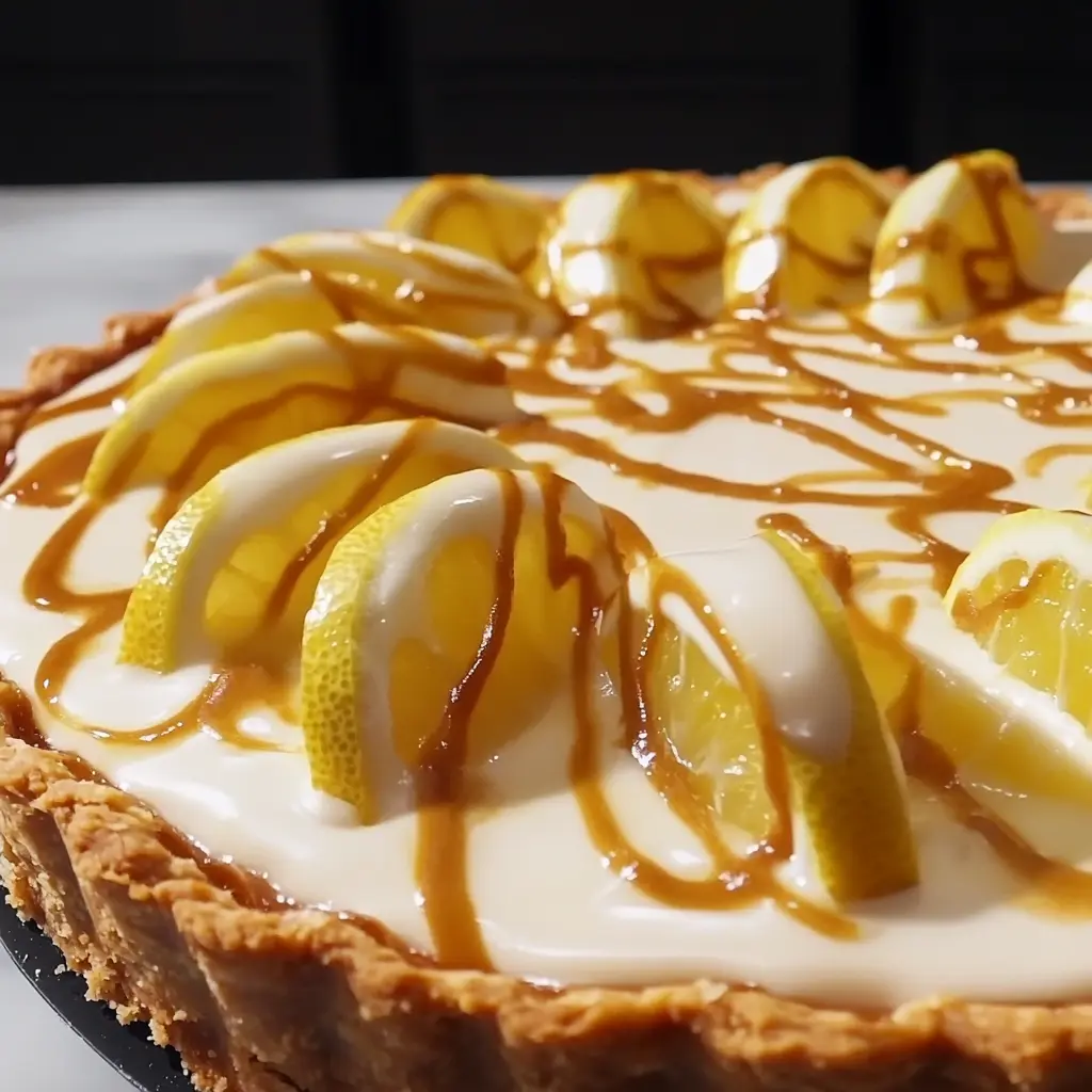 5 ingredient no bake lemon tart with golden graham cracker crust and creamy lemon filling