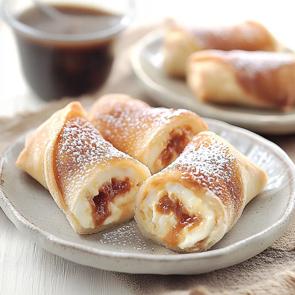 Air Fryer Cheesecake Egg Roll Recipe Quick and Easy 3 Air Fryer Cheesecake Egg Roll centered hero view, clean and uncluttered