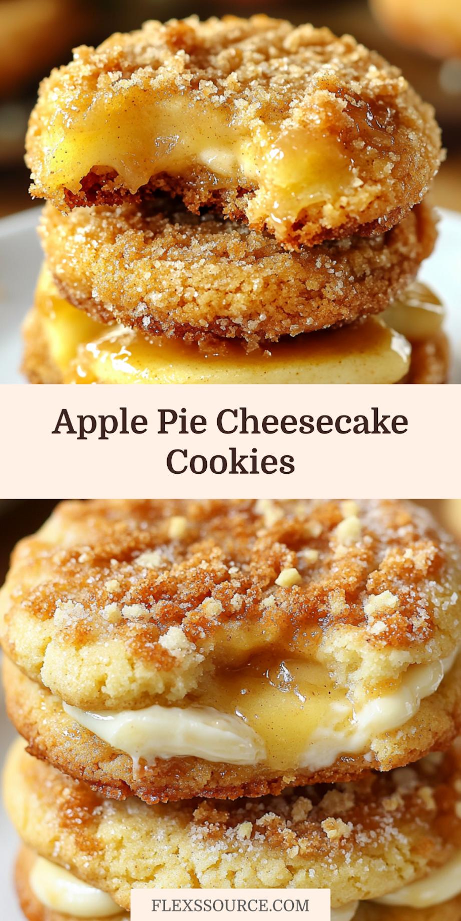 Apple Pie Cheesecake Cookies Recipe Easy and Delicious 4 APPLE PIE CHEESECAKE COOKIES centered hero view, clean and uncluttered_pin