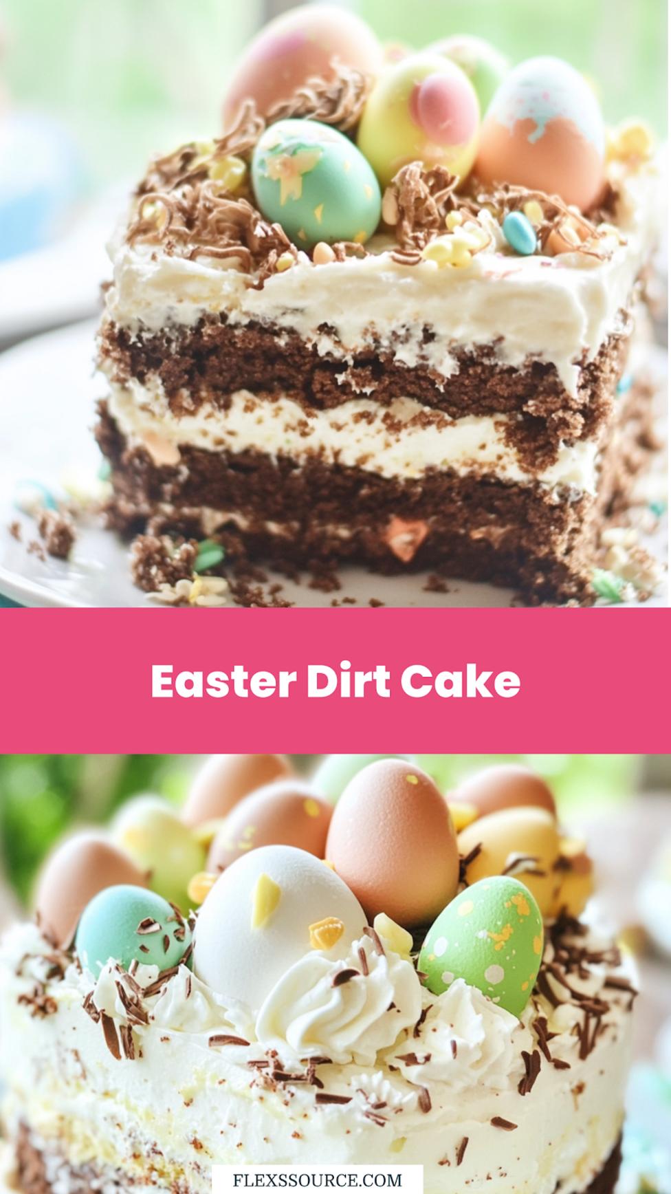 BEST EASTER DIRT CAKE RECIPE centered hero view, clean and uncluttered_pin