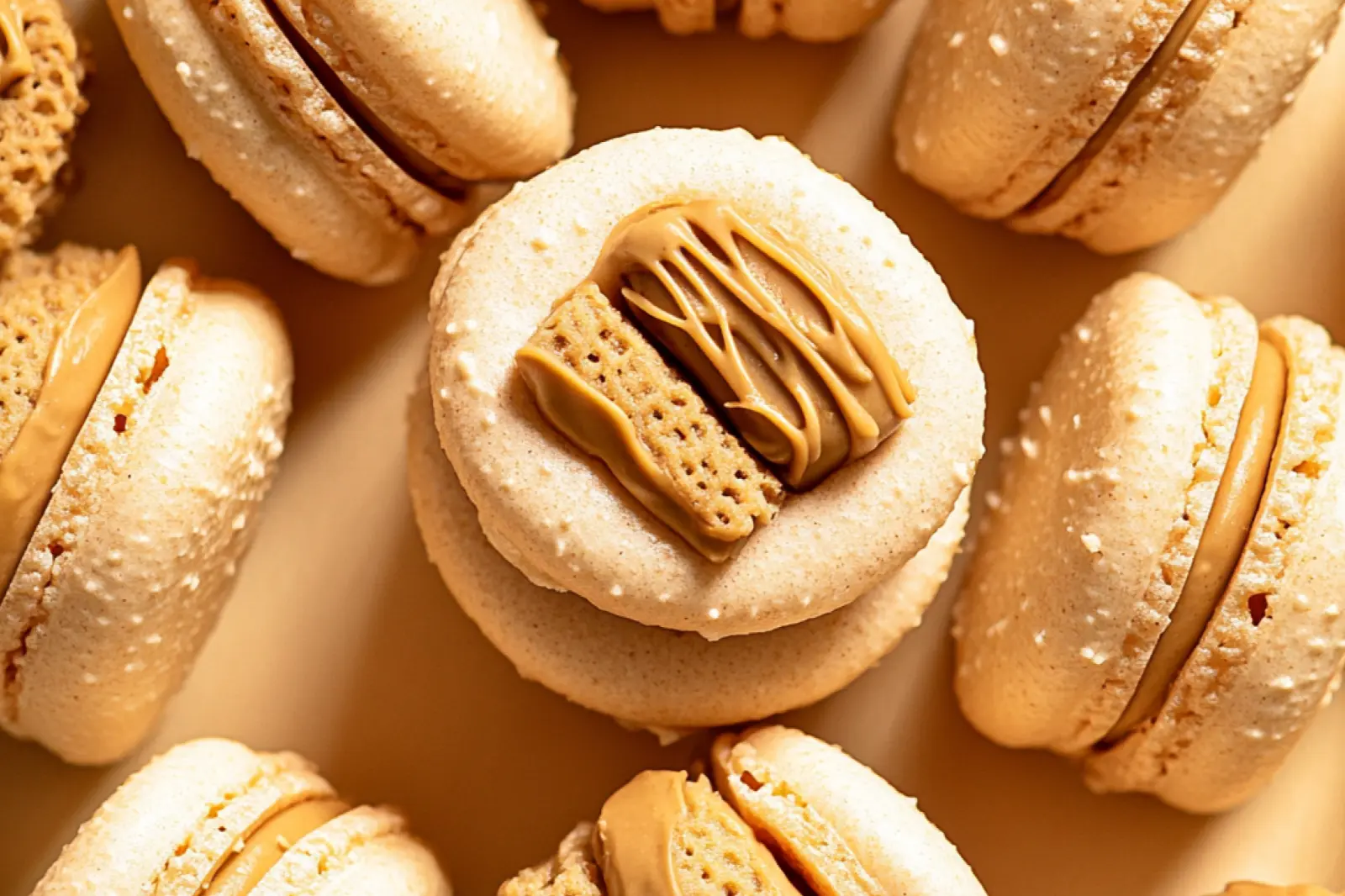 BISCOFF COOKIE BUTTER MACARONS centered hero view, clean and uncluttered