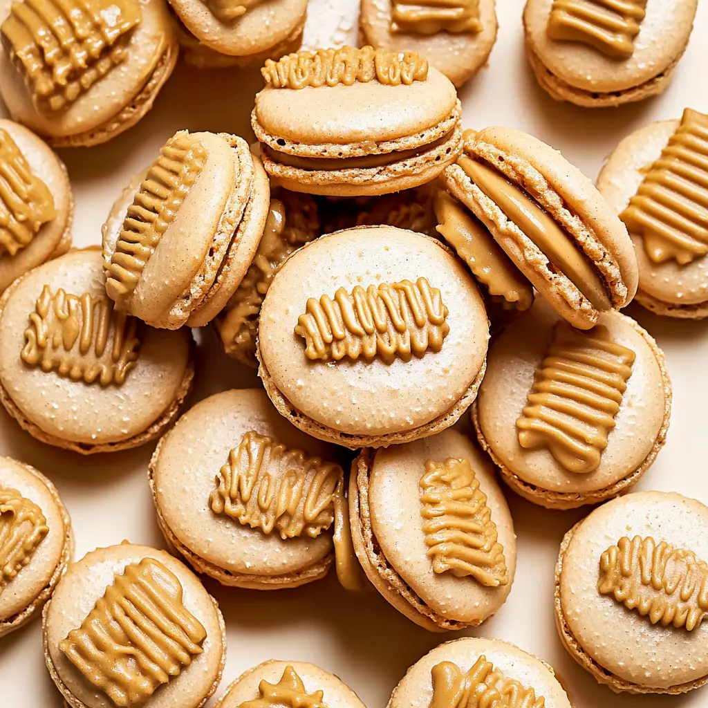 Biscoff Cookie Butter Macarons centered hero view, clean and uncluttered