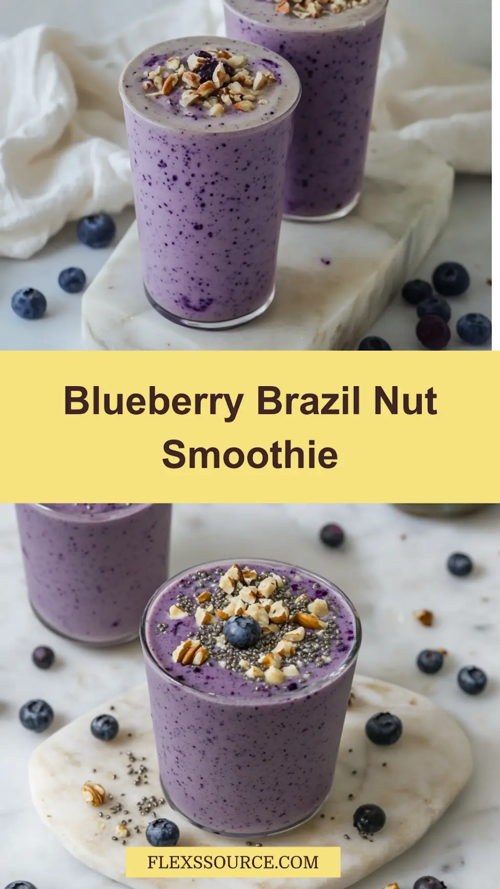 Blueberry Brazil Nut Smoothie Recipe Easy and Delicious 4 Blueberry Brazil Nut Smoothie Pinterest pin with centered hero view